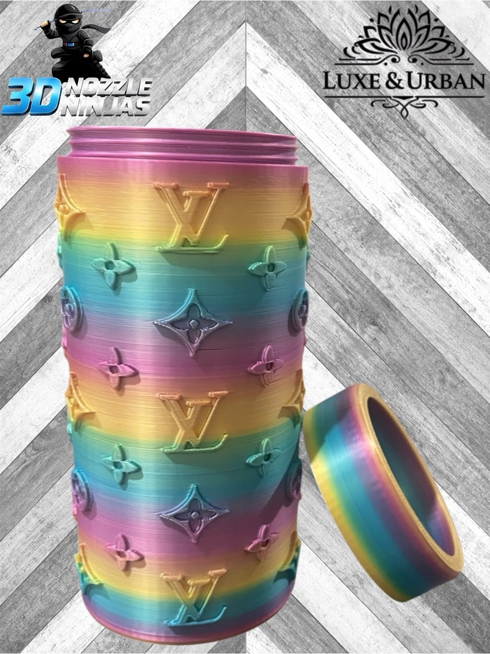 3d Handcrafted Multicolor LV Embossed Monogram Slim Koozie